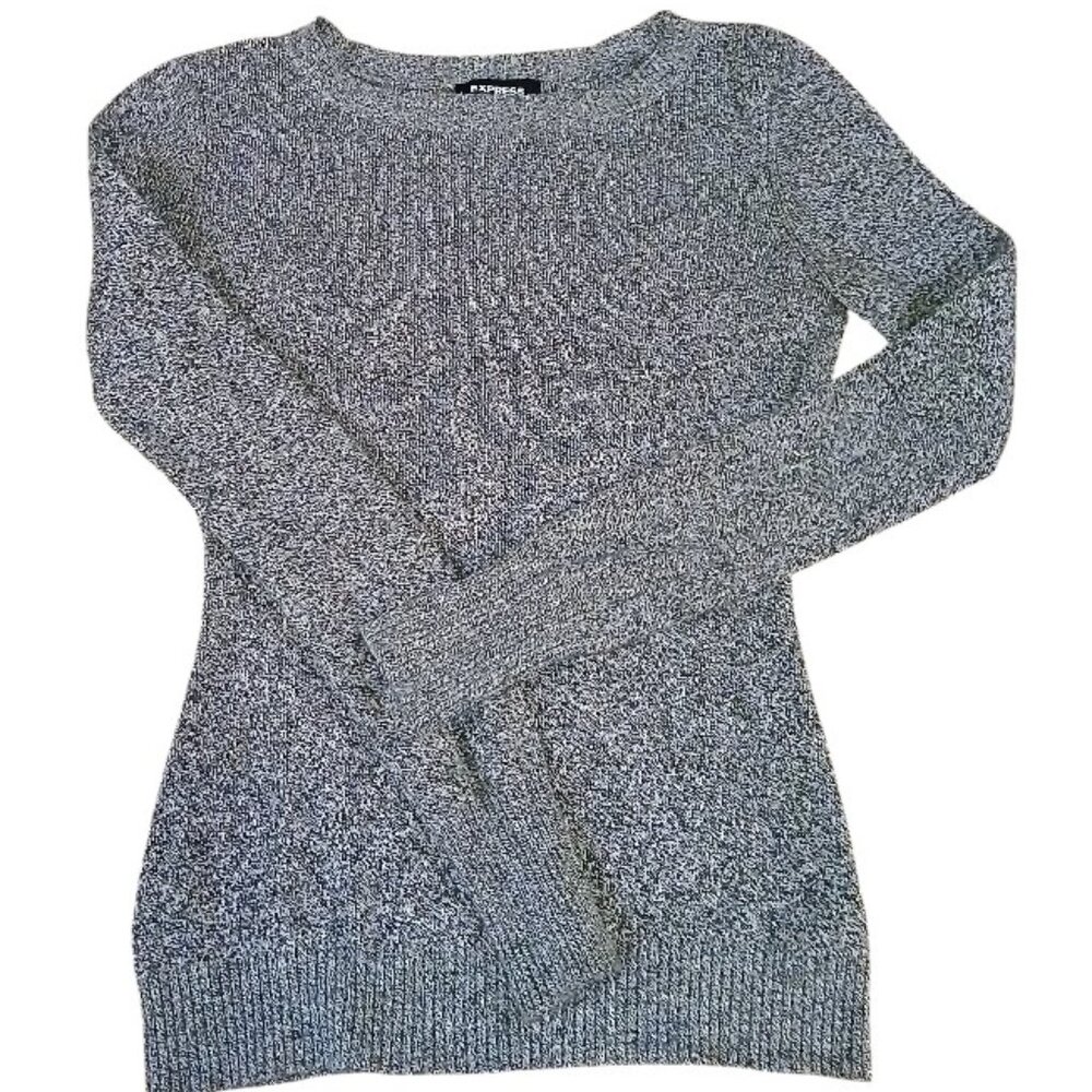 EXPRESS Black/Gray Slim Fit Crew Neck Sweater - Like New - Picture 5 of 10
